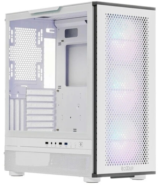 Компьютерный корпус PCCooler ME200 MESH WH, Mesh Full Tower, белый, TG, SPCC, 3x120мм ARGb E-ATX, ATX, mATX, mITX 180/380/220мм 4x2.5', 2x3.5', 7+3xPCI 1xUSB-A 3.0, 2xUSB-A 2.0 432x225x495мм