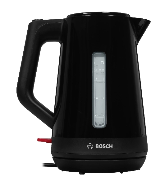 Электрочайник Bosch TWK1M123 черный, 1.7 л, 2400 Вт, скрытый нагревательный элемент