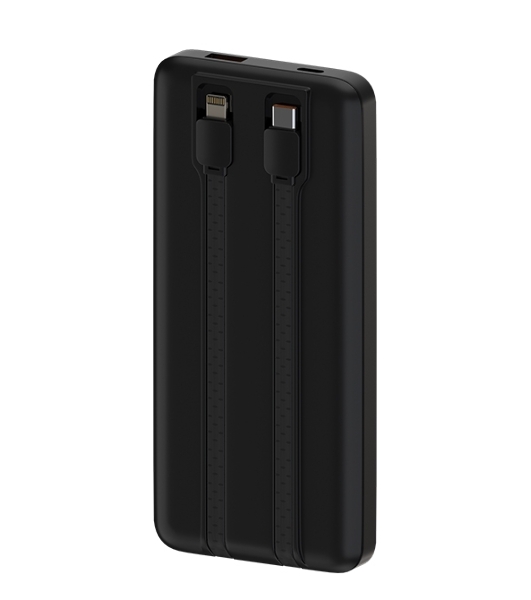 Портативный аккумулятор Maxvi PB10-10 10000 мАч, 2A USB + кабели: Type-C/Lightning