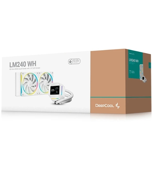 Система жидкостного охлаждения Deepcool LM240 WH ARGB Soc-AM5/AM4/1200/1700/1851 белый 4-pin 19-36dB Al LCD 220W 1404gr Ret (R-LM240-WHDMMC-1)