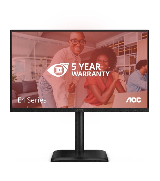 Монитор 23.8' AOC 24E4CV IPS 1920x1080, 120 Гц, 4 мс, 16:9, 300 кд/м², HDMI, DP 1.4, USB-C (90 Вт), 4xUSB 3.2, 3.5 Jack, USB Hub (4x USB 3.2), HDR10, Adaptive-Sync, черный