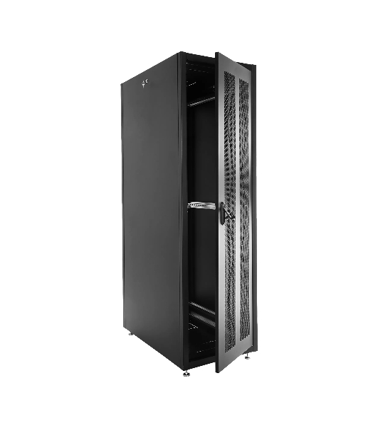 Шкаф серверный напольный ЦМО ШТК-Э, IP20, 48U, 2254х800х1000 мм (ВхШхГ), дверь: перфорация, боковая панель: сплошная, разборный, черный