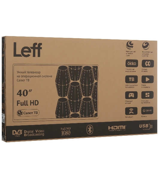 Телевизор LEFF 40' 40F690T черный DLED FHD 60Hz Салют