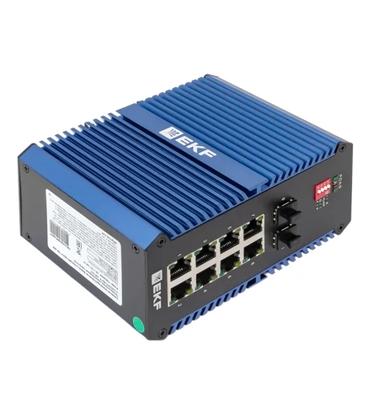 Коммутатор EKF TSX-U-2GX/SFP-8GTP, 8×1 Гбит/с PoE + 2×1 Гбит/с SFP, неуправляемый