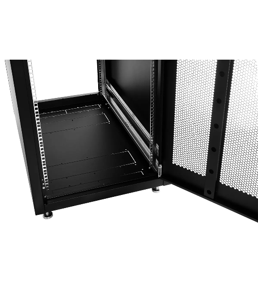 Шкаф серверный напольный ЦМО ШТК-Э, IP20, 48U, 2254х800х1000 мм (ВхШхГ), дверь: перфорация, боковая панель: сплошная, разборный, черный