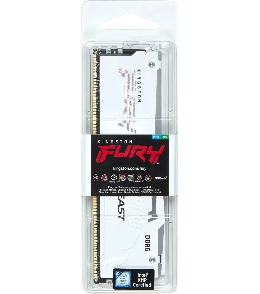 Оперативная память Kingston Fury Beast, DDR5, 16Gb (1x16 GB), 6000 MHz, CL30, радиатор, RGB, белый