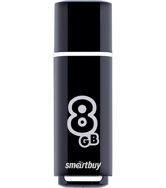 Флешка USB Smartbuy Glossy series black (SB8GbGS-K), 8Gb, USB 2.0, R/W 25/15, черный