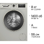 Стиральная машина Bosch WAN2821XME серебристый, загрузка фронтальная 8 кг, 1400 об/мин, класс A, фото6