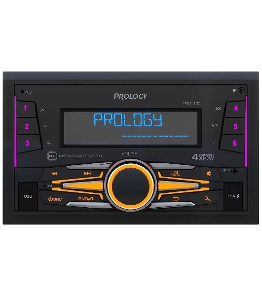 Автомагнитола Prology PRM-120, 2 DIN, Bluetooth, USB Type-A, AUX, пульт ДУ