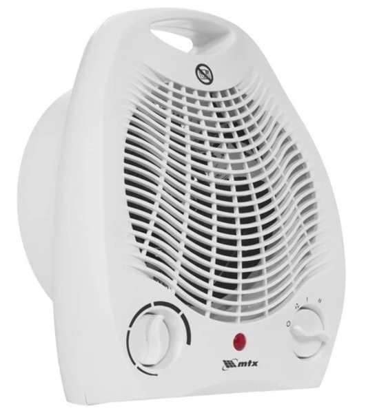 Тепловентилятор MTX FHS-2000, белый, 1000/2000 Вт, 25 м2, термостат