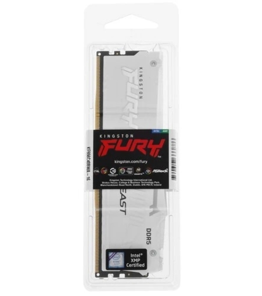 Оперативная память Kingston Fury Beast, DDR5, 16Gb (1x16Gb), 5600MHz, CL40, DIMM, радиатор, RGB, белый