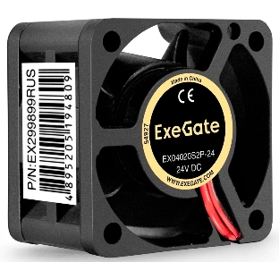 Вентилятор корпусной ExeGate EX04020S2P-24, 40 мм, 7000 об/мин, 29 дБ, 2 pin, без подсветки