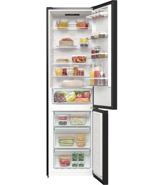Холодильник Gorenje NRK6202EBXL4 черный матовый двухкамерный 235/96л морозилка снизу, No Frost