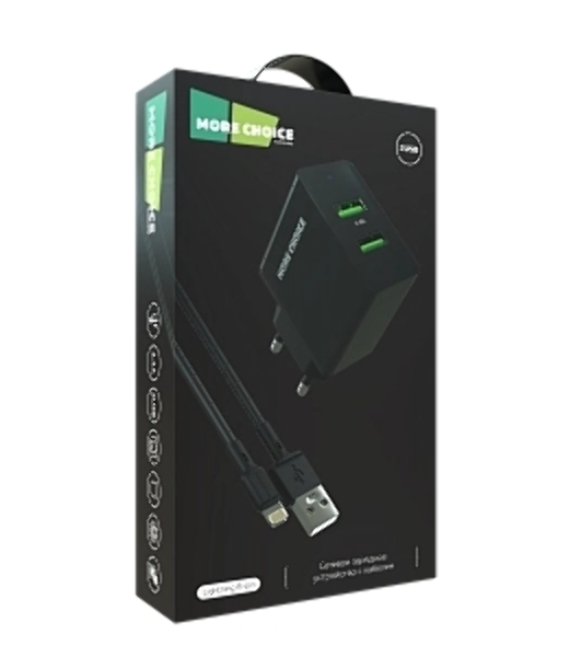 Сетевое зарядное устройство MORE CHOICE (4610196409875) NC11i 2USB 2.4A для Lightning 8-pin черный