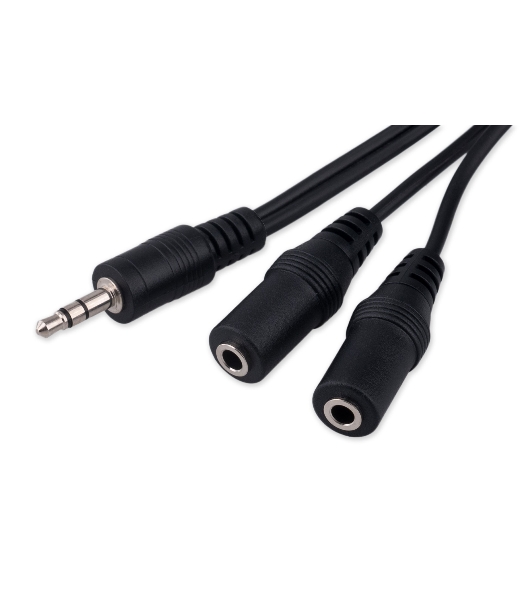 Кабель-разветвитель аудио Cablexpert CCA-415-5M-N, Jack 3.5(M) 3pin/2xJack 3.5(F), 5м, черный, пакет
