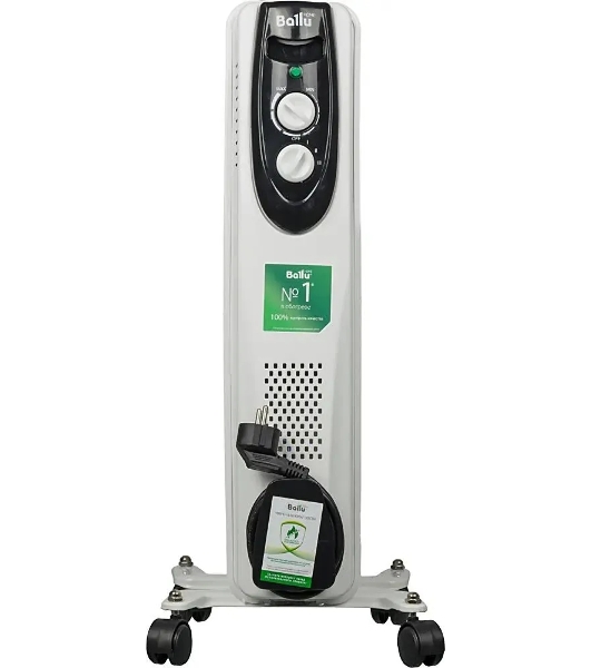 Обогреватель масляный Ballu Classic BOH/CL-05WRN (5 секций), белый, 1000 Вт, 15 м2, термостат