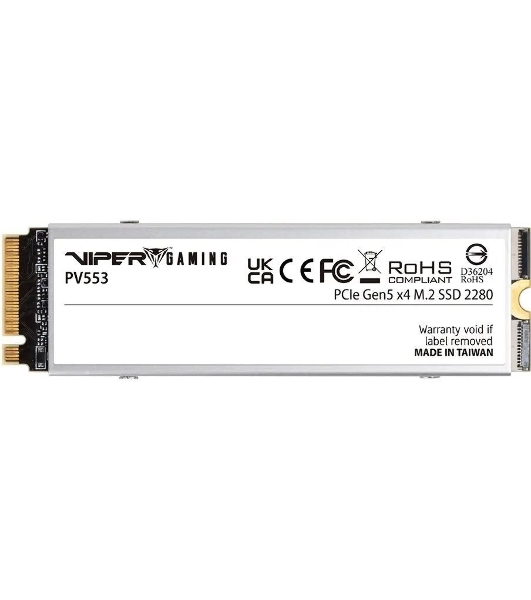 Накопитель SSD Patriot PV553, 4Tb, PCIe 5.0 x4, M.2 2280, NVMe, R/W 12400/11800, с активным охлаждением