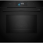 Духовой шкаф Bosch HNG978QB1 Accent line. Serie 8, духовой шкаф с микроволнами и паром, черный, 28 режимов + комбинированные режимы, микроволны до 800 Вт, 4-слойное остекление, 3 цветных текстовых TFT-дисплея 2,5' с сенсорным управлением, поворотный переключатель ControlRing, LED-освещение, меню 'Assist', PerfectBake, PerfectRoast, пиролитическая самоочистка, телескопические направляющие на 1 уровне, фото 1