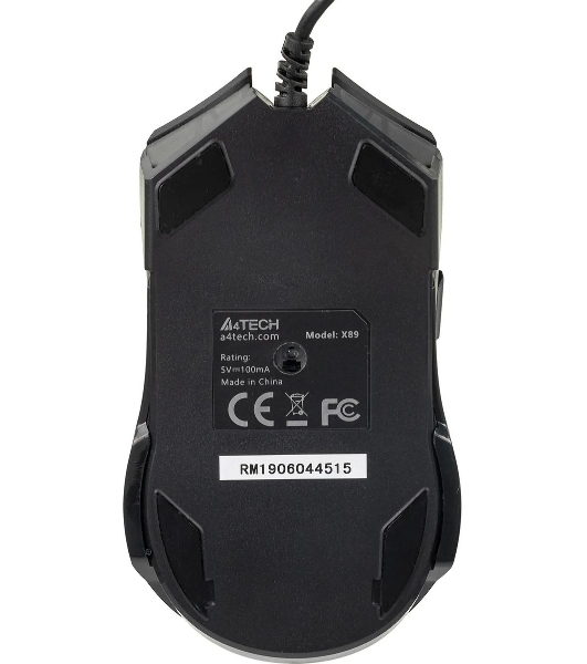 Мышь проводная A4Tech X89 черный, 2400 dpi, USB, кнопки - 8