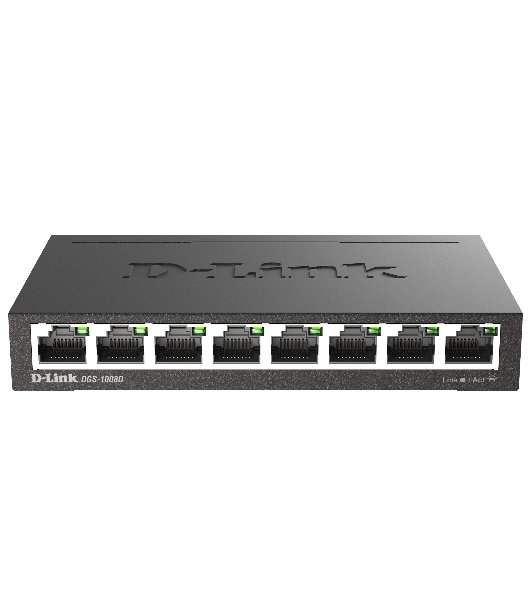 Коммутатор D-Link DGS-1008D/R1A, 8×1 Гбит/с, неуправляемый