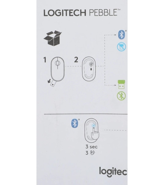 Мышь беспроводная Logitech Pebble M350 белый, 1000 dpi, радиоканал, Bluetooth, USB, кнопки - 3