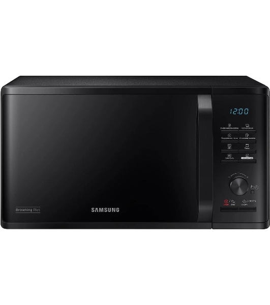 Микроволновая печь Samsung MG23K3515AK/BW черный, 23 л, 800 Вт, переключатели - кнопки, поворотный механизм