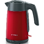 Чайник электрический Bosch TWK7L464 1.7 л, 2400 Вт., нерж.сталь, покрытая эмалью, красный, шкала уровня воды, фото 1