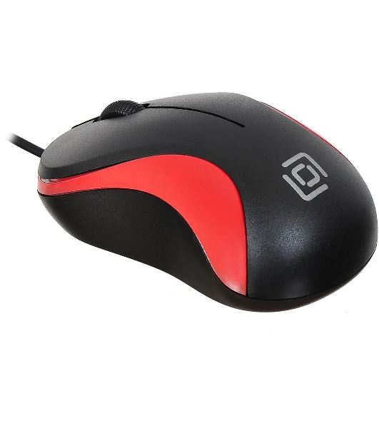 Мышь проводная Oklick 115S черный/красный, 1200 dpi, USB, кнопки - 3