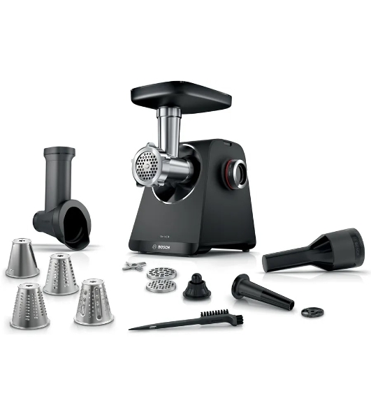 Мясорубка электрическая Bosch MFWS640B черный, 2100 Вт, 3.5 кг/мин, реверс, насадки - 9