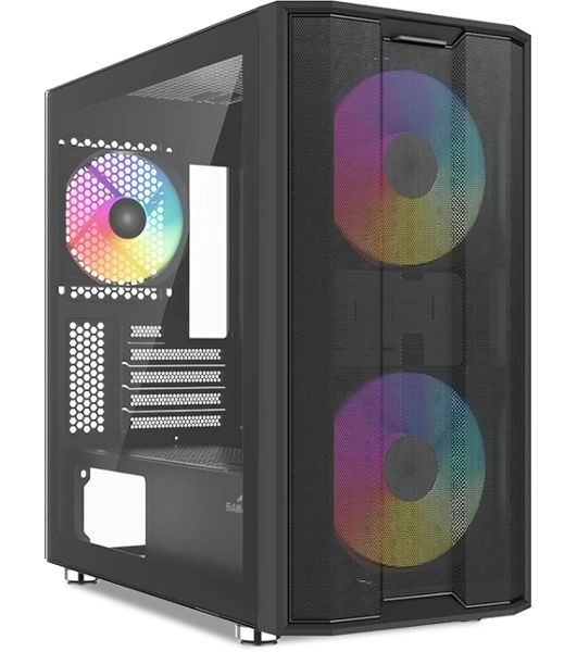 Корпус SAMA S30, Mini-Tower, чёрный, 2 x 140 мм, 1 x 120 мм