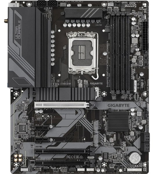 Материнская плата Gigabyte Z790 D AX, LGA 1700, Intel Z790, 4xDDR5, 4xSATA, 3xM.2, 1xPCI-E 5.0 x16, 1xPCI-E 4.0 x4, 2xPCI-E 3.0 x1, 1xHDMI, 1xDP, 1x 2.5Gb LAN, 4xUSB-A 3.2 Gen 1, 1xUSB-A 3.2 Gen 2, 2xUSB-A 2.0, 1xUSB-C 3.2 Gen 2, 3x3.5 мм, 7.1, ATX