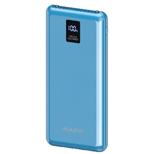 Портативный аккумулятор Maxvi PB10-11 10000 мАч blue 3A, встроенные кабели USB A/Type-C/Lightning