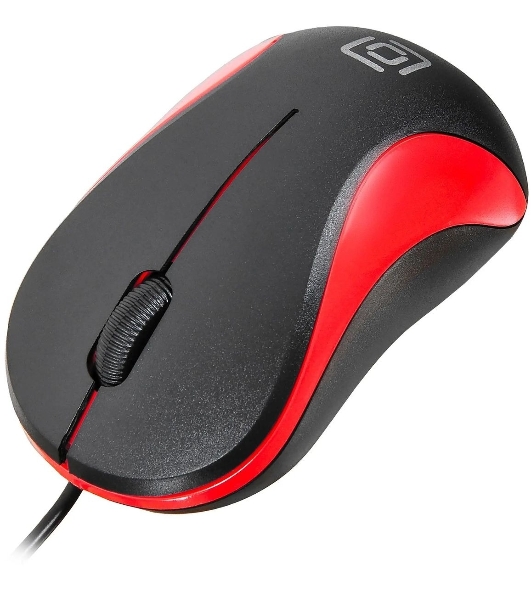 Мышь проводная Oklick 115S черный/красный, 1200 dpi, USB, кнопки - 3