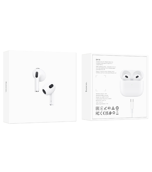 Наушники TWS Hoco EW76 белый, вкладыши, Bluetooth, до 4 ч