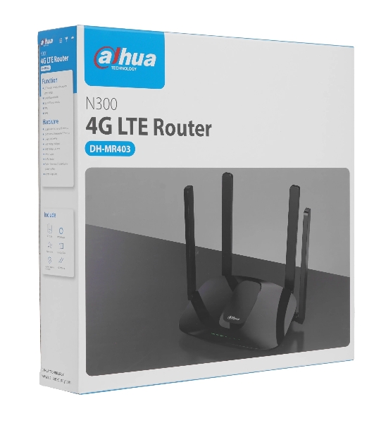 Роутер Dahua DH-MR403/до 300 Мбит/2,4 ГГц/1 порт WAN/3 порта LAN/слот для SIM-карты/черный (DH-MR403)