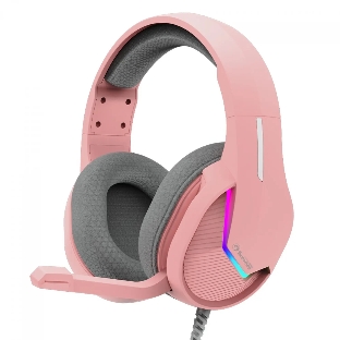 Гарнитура Marvo H8618 Tactic 40 розовый, проводная, USB, микрофон с шумоподавлением, RGB-подсветка