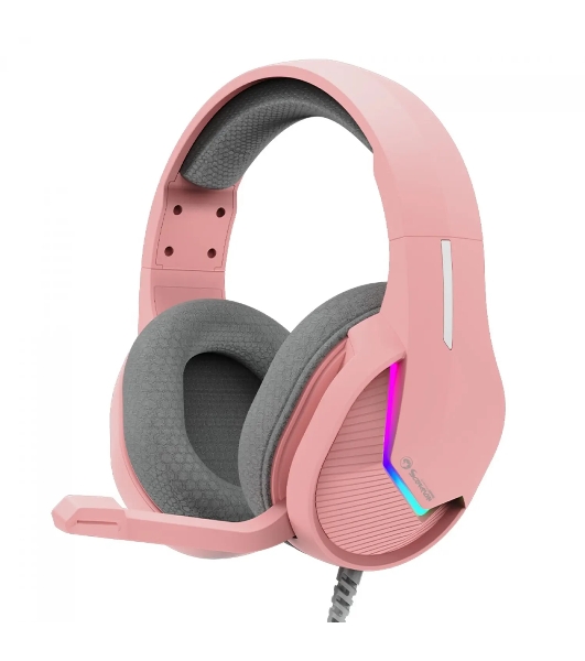 Гарнитура Marvo H8618 Tactic 40 розовый, проводная, USB, микрофон с шумоподавлением, RGB-подсветка
