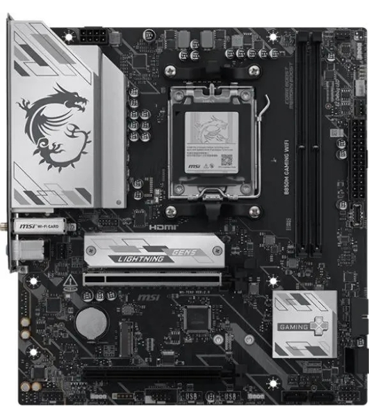 Материнская плата MSI B850M GAMING WIFI, AM5, AMD B850, 2xDDR5, 4xSATA, 2xM.2, 1xPCIe 5.0 x16, 1xPCIe 4.0 x16, 1xDP, 1xHDMI, 1x2.5Gb LAN, Wi-Fi 7, Bluetooth 5.4, 1xUSB-C 10Gbps, 3xUSB-A 5Gbps, 2xUSB-A 2.0, 2x3.5 мм, 7.1, mATX
