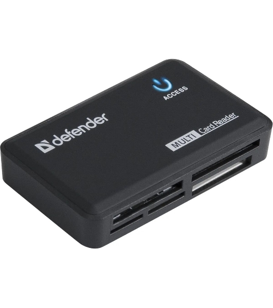 Кард-ридер Defender Optimus/черный/CF/MMC/MS/MS Duo/MS Micro M2/MS Pro/MS Pro Duo/RS-MMC/SD/SDHC/micro-SD/mini-SD/miсro-SDHC/USB 2.0 A(M)/черный