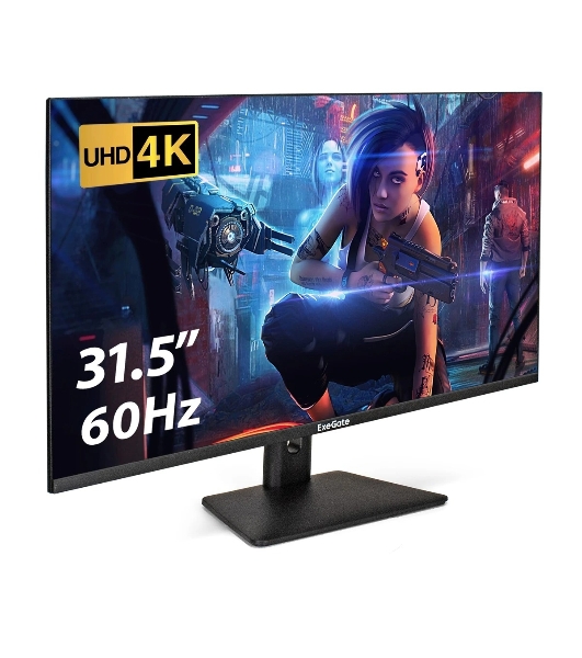 Монитор 31.5' ExeGate SmartView EF3200C IPS 3840x2160, 60 Гц, 5 мс, 16:9, 300 кд/м², HDMI 2.0, DP, 3.5 Jack, USB Hub, динамики (2x3 Вт), HDR10, FreeSync, черный