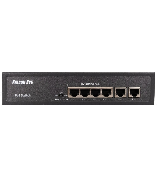 Коммутатор Falcon Eye FE-4FPF2, 4×100 Мбит/с PoE + 2×100 Мбит/с Uplink, неуправляемый
