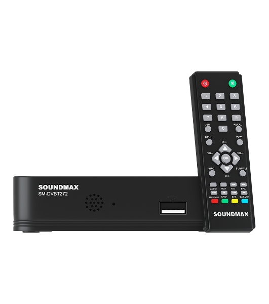 Приставка для цифрового ТВ SoundMax SM-DVBT272 черный, DVB-T2, DVB-T, DVB-C, HDMI, USB 2.0 х2