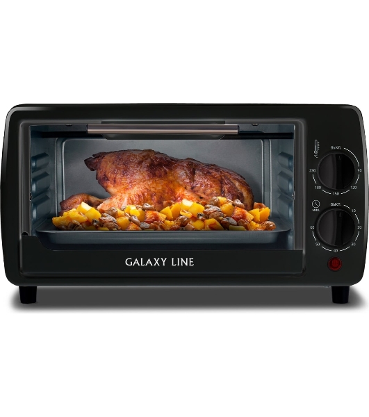 Мини-печь Galaxy Line GL 2625, черный, 8 л, 1000 Вт, таймер на 60 минут, индикатор работы, автоотключение
