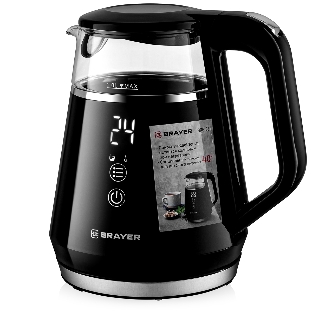 Электрочайник BRAYER BR6105 черный, 1.0 л, 1100 Вт, скрытый нагревательный элемент, поддержание температуры