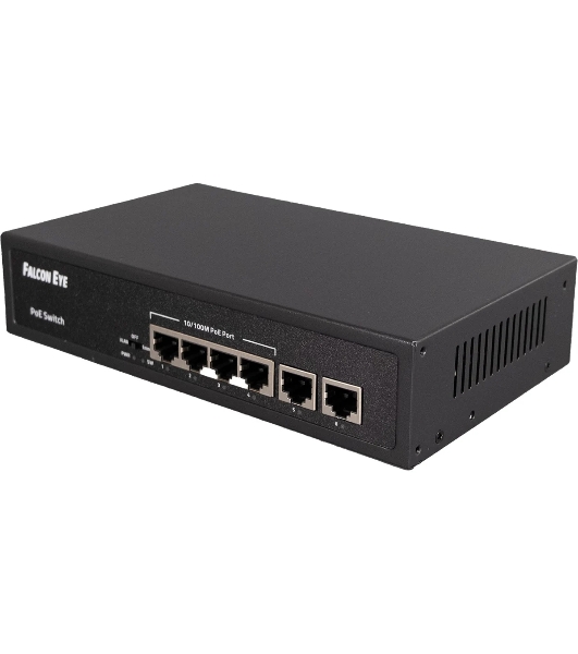 Коммутатор Falcon Eye FE-4FPF2, 4×100 Мбит/с PoE + 2×100 Мбит/с Uplink, неуправляемый