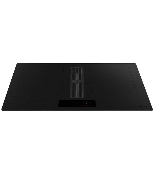 Варочная поверхность со встроенной вытяжкой Smeg HOBD382MB2, 83 см, индукция, слайдерное управление, 4 зоны нагрева, 9 уровней мощности, автоматическое определение посуды, таймер, быстрый старт, индикация остаточного тепла, 650 м3/ч, 8 скоростей + 2 интенсивных режима, энергоэффективность А+, черный