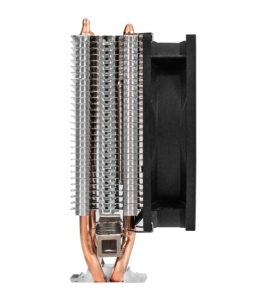 Кулер ExeGate Wizard EXX200-PWM.RGB (Al+Cu, 2 тепл.трубки, LGA775/1150/1151/1155/1156/1200/1700/1851/AM2/AM2+/AM3/AM3+/AM4/AM5/FM1/FM2/754/939/940, TDP 95W, Fan 90мм, PWM, 800-2400RPM, Hydro bearing, 4pin, 11-24db, 305г, RGB подсветка, с термопастой, на защелках, RTL)