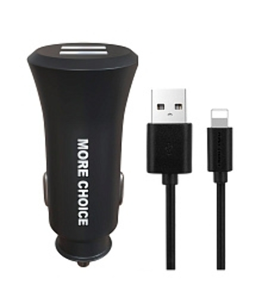Автомобильная зарядка (от прикуривателя) MORE CHOICE (4627151192109) AC23i 2USB 2.4A для 8-pin черный