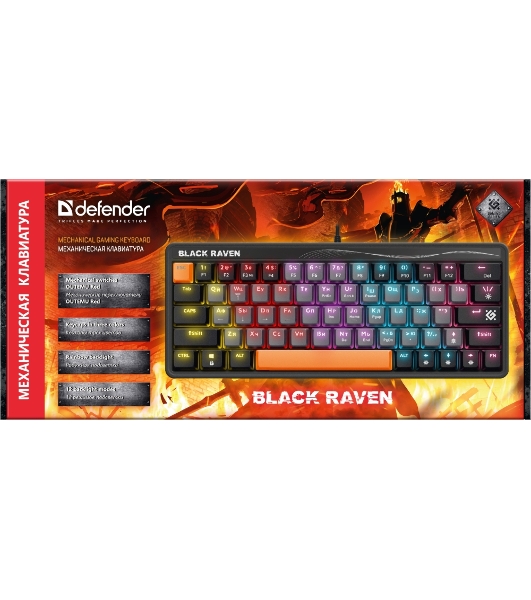 Клавиатура проводная Defender MECHANICAL BLK RAVEN GK-417 RU RGb