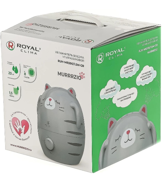 Увлажнитель воздуха Royal Clima RUH-MR200/1.5M-BL серый, 20 м², 1.5 л